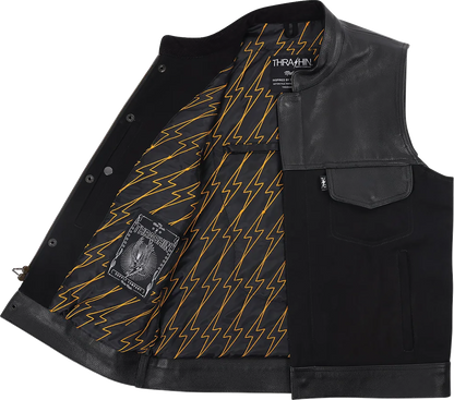 THRASHIN SUPPLY CO. Kanan Leather/Denim Riding Vest - Black - 3XL TMJ-13-13