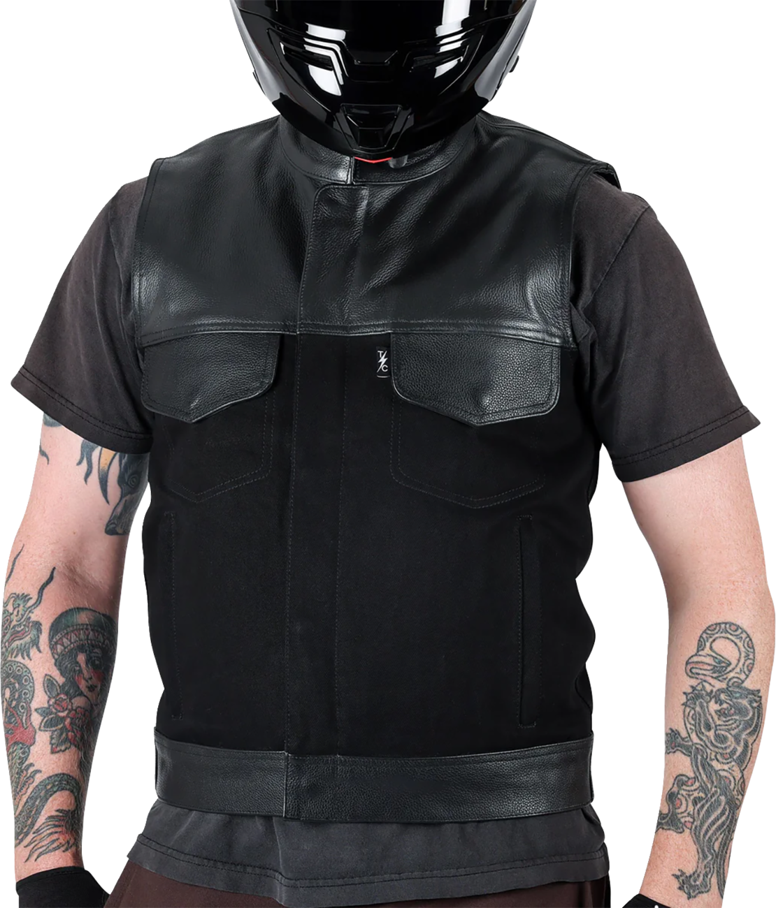 THRASHIN SUPPLY CO. Kanan Leather/Denim Riding Vest - Black - 2XL TMJ-13-12