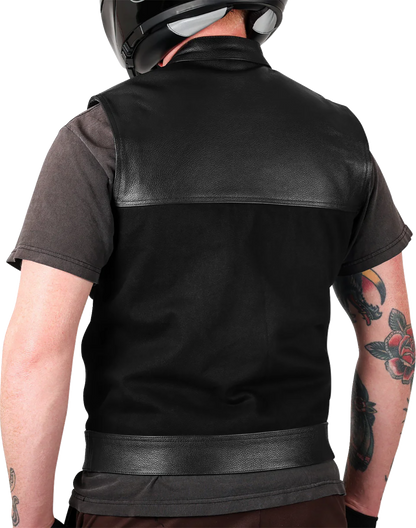 THRASHIN SUPPLY CO. Kanan Leather/Denim Riding Vest - Black - 3XL TMJ-13-13