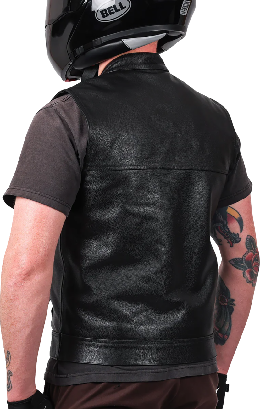 THRASHIN SUPPLY CO. Mulholland Leather Riding Vest - Black - Medium TMJ-14-09