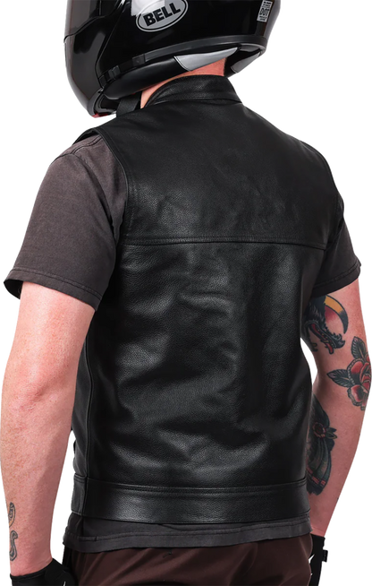 THRASHIN SUPPLY CO. Mulholland Leather Riding Vest - Black - Medium TMJ-14-09