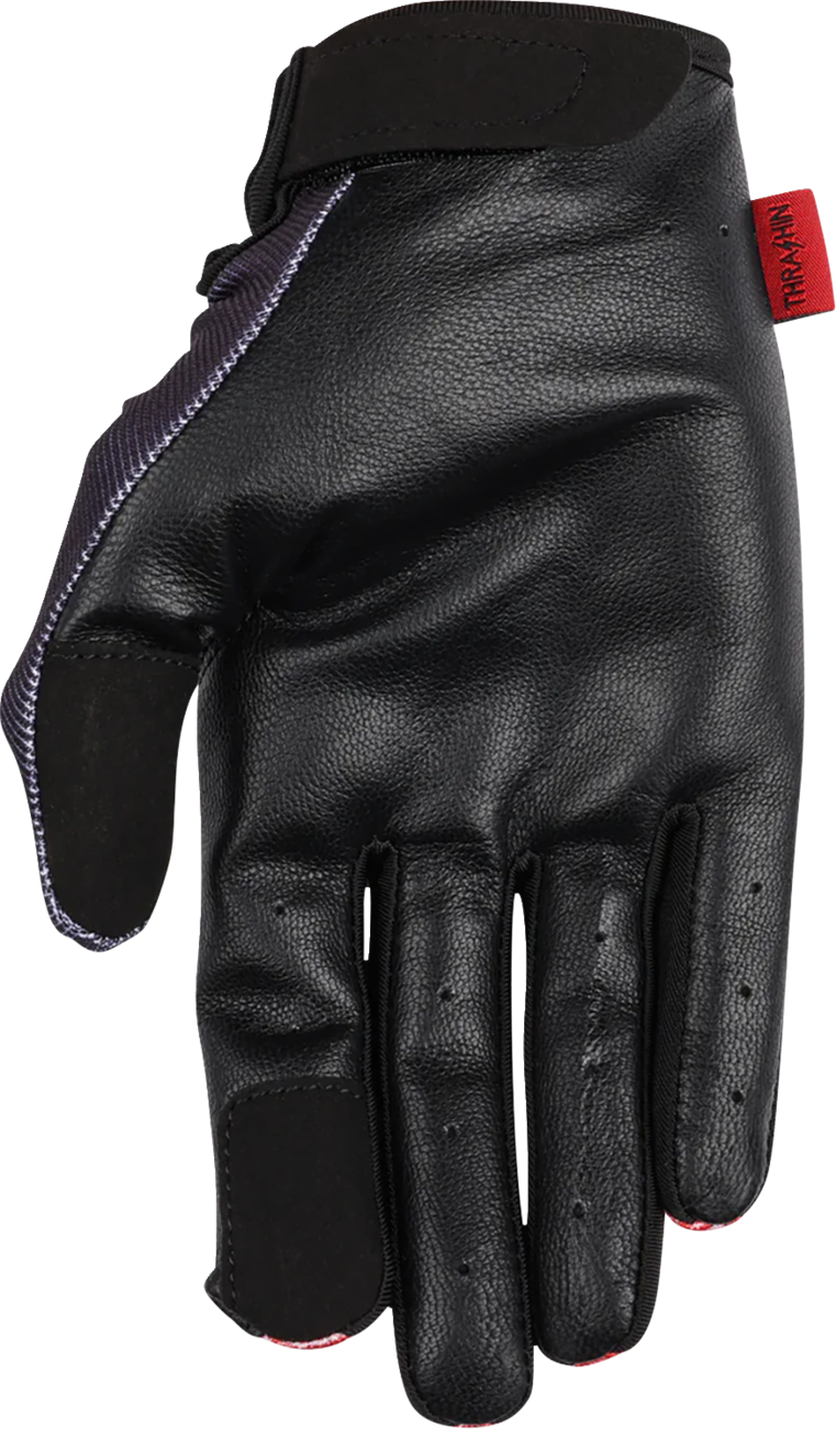 THRASHIN SUPPLY CO. Stealth Leather Palm Flame Gloves - Red - Large SV1-21-10