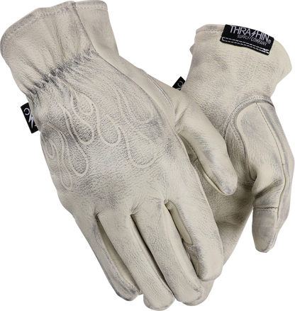 THRASHIN SUPPLY CO. Roper Leather Gloves - Bone White - Small TRG-00-08