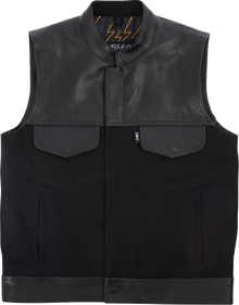 THRASHIN SUPPLY CO. Kanan Leather/Denim Riding Vest - Black - XL TMJ-13-11