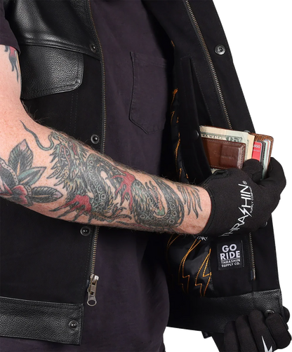 THRASHIN SUPPLY CO. Kanan Leather/Denim Riding Vest - Black - Large TMJ-13-10