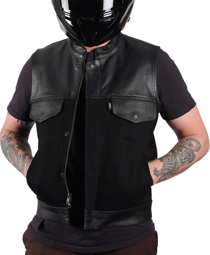 THRASHIN SUPPLY CO. Kanan Leather/Denim Riding Vest - Black - Large TMJ-13-10
