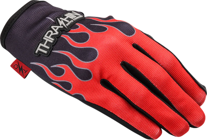 THRASHIN SUPPLY CO. Stealth Leather Palm Flame Gloves - Red - XL SV1-21-11