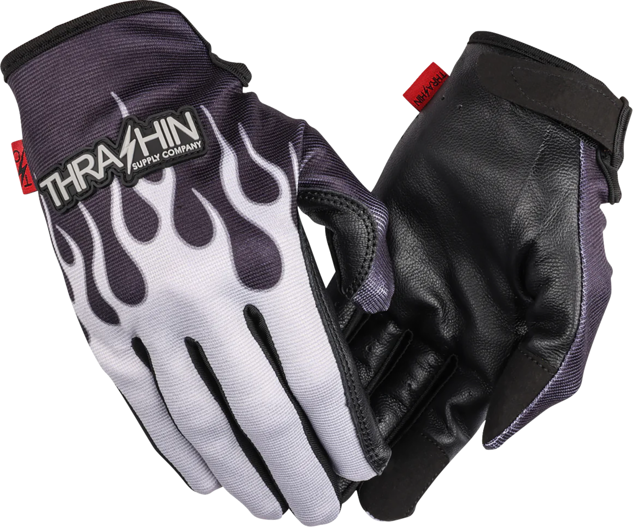 THRASHIN SUPPLY CO. Stealth Leather Palm Flame Gloves - Gray - XL SV1-22-11