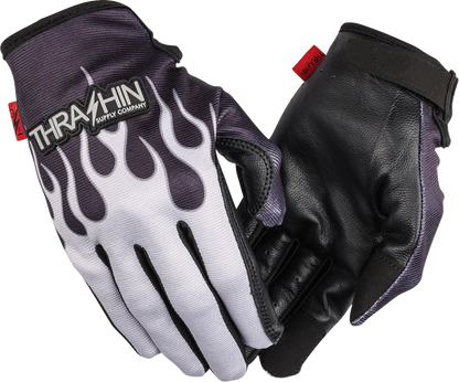 THRASHIN SUPPLY CO. Stealth Leather Palm Flame Gloves - Gray - XL SV1-22-11