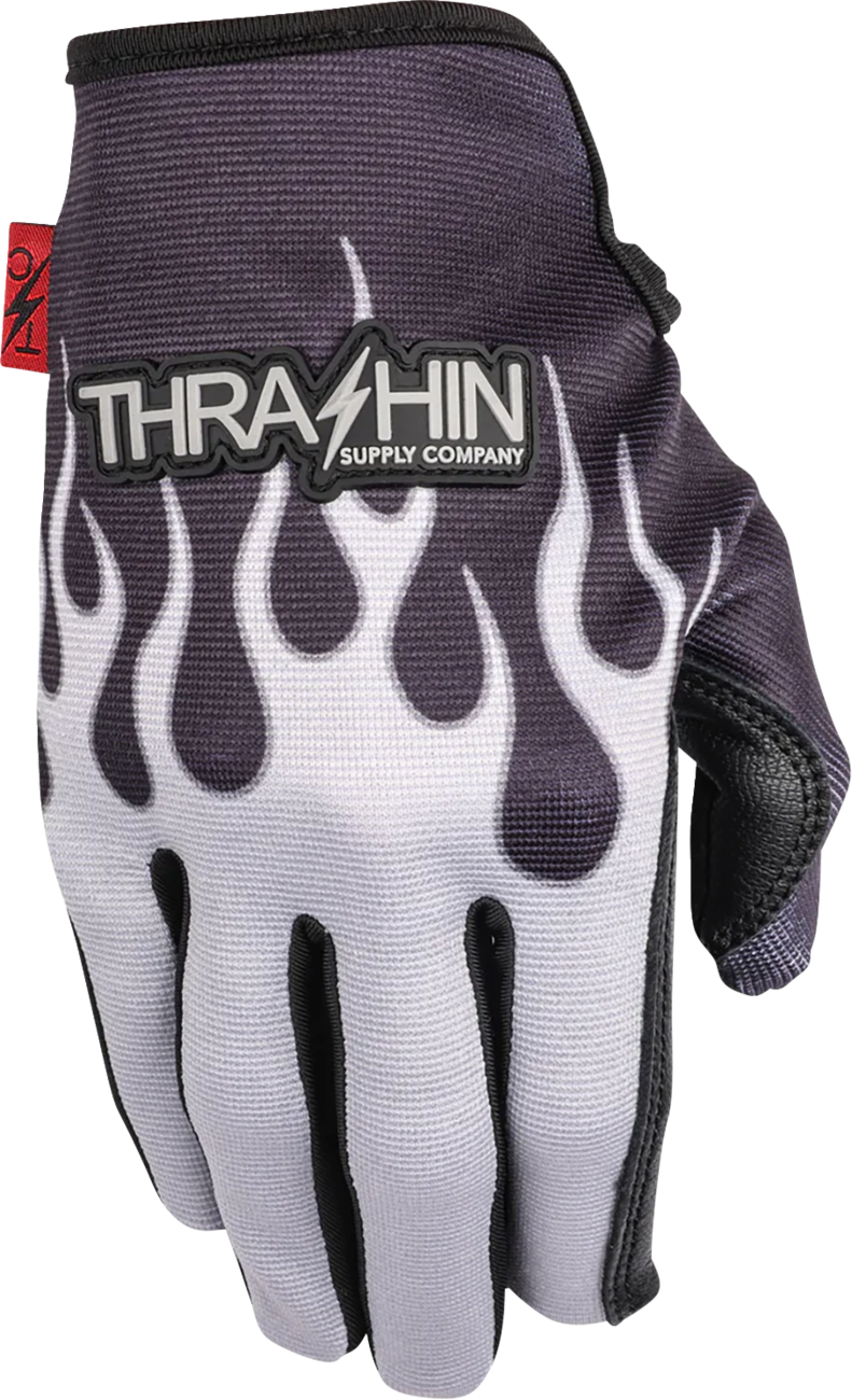THRASHIN SUPPLY CO. Stealth Leather Palm Flame Gloves - Gray - XL SV1-22-11