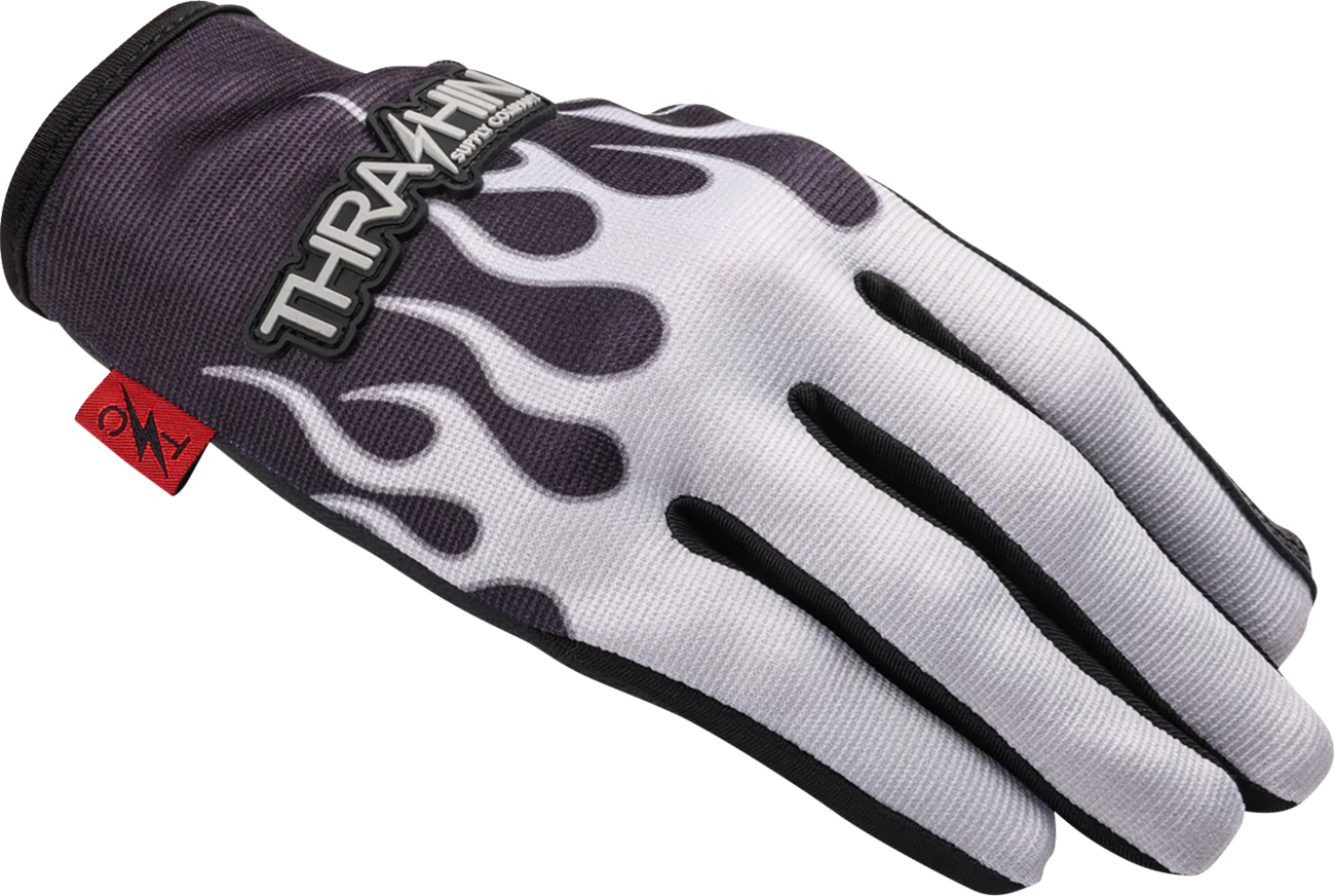 THRASHIN SUPPLY CO. Stealth Leather Palm Flame Gloves - Gray - XL SV1-22-11