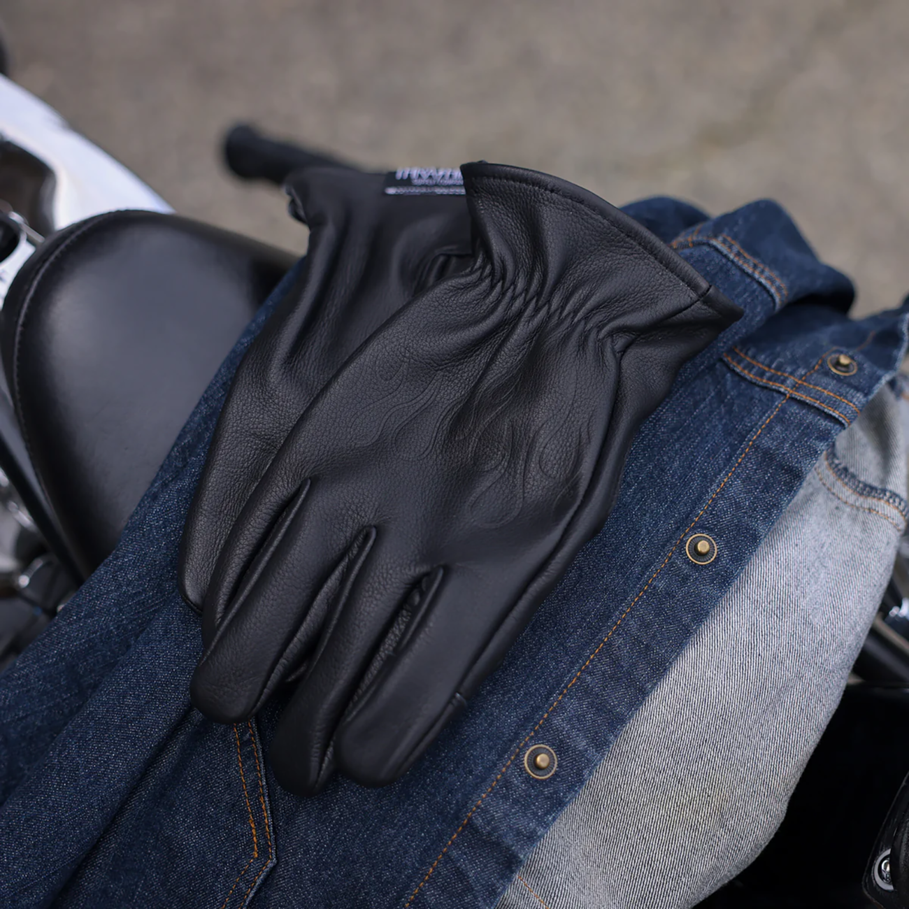 THRASHIN SUPPLY CO. Roper Leather Gloves - Black - Large TRG-01-10