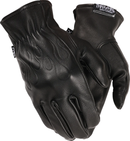 THRASHIN SUPPLY CO. Roper Leather Gloves - Black - Medium TRG-01-09