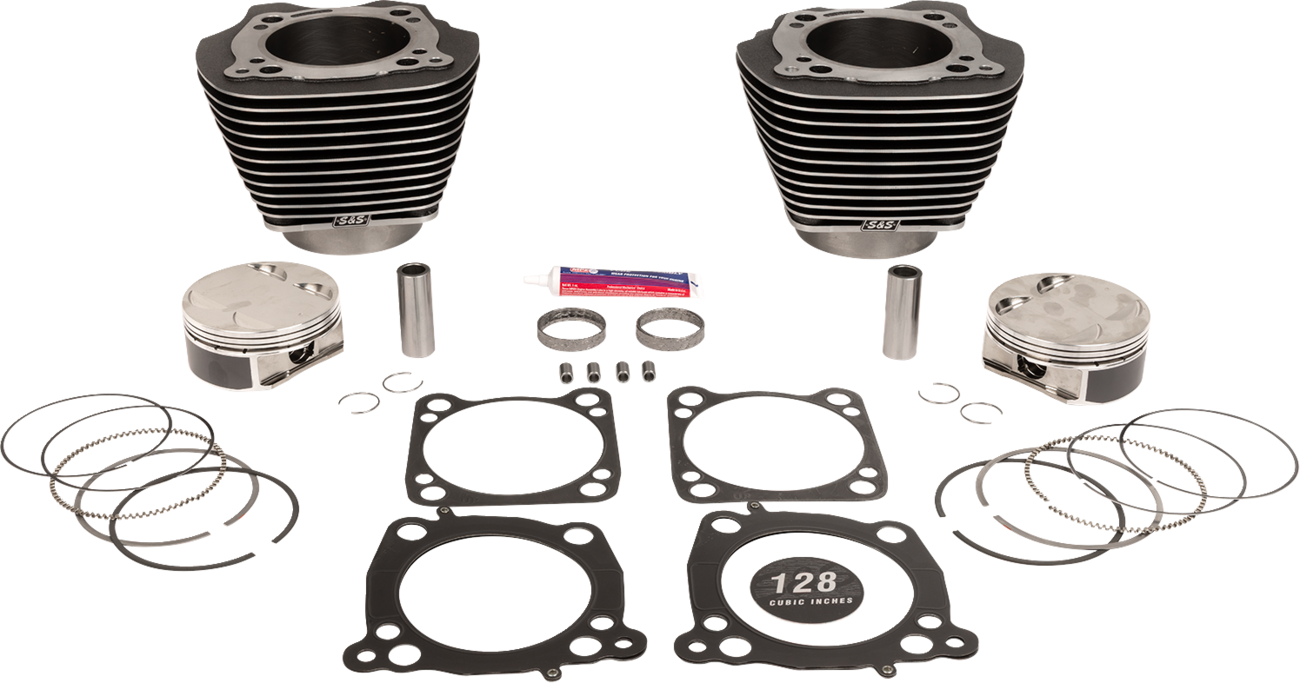 S&S CYCLE Cylinder Kit - 128" Big Bore - Black Granite w/Highlights - 114"/117" M8 910-0733A