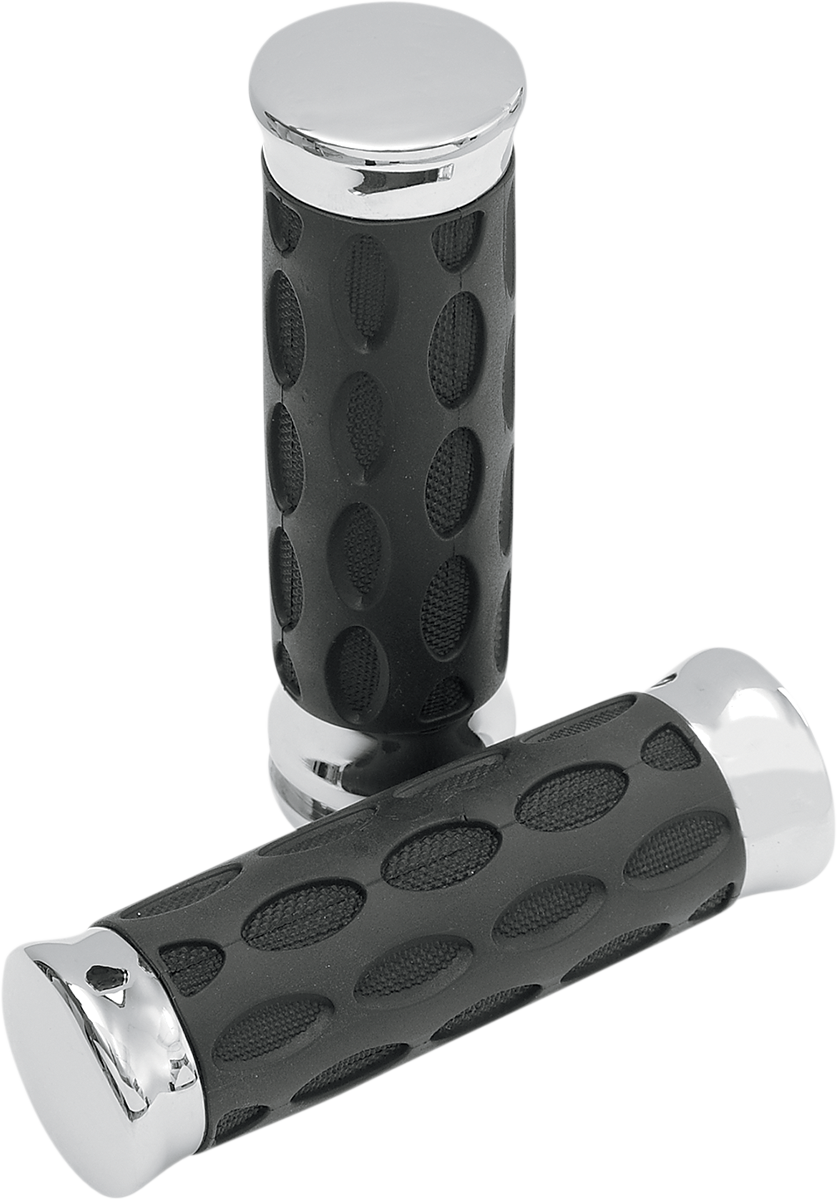 DRAG SPECIALTIES Custom Rubber Grips - Hotop - TBW - Chrome/Rubber 0630-0739
