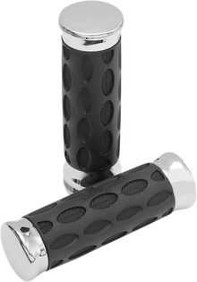 DRAG SPECIALTIES Custom Rubber Grips - Hotop - TBW - Chrome/Rubber 0630-0739