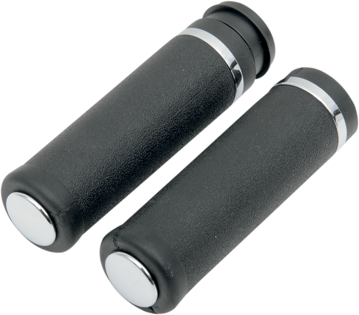 DRAG SPECIALTIES Rubber Grips with Accent Rings and End Caps - Hotop - Smooth - TBW H17-0556T