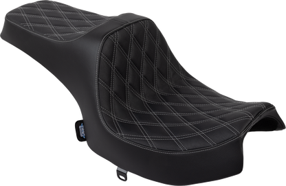 DRAG SPECIALTIES SEATS Predator III Seat - Vinyl - Double Diamond - Silver Stitch - Challenger '20-'25 4718C