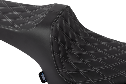 DRAG SPECIALTIES SEATS Predator III Seat - Vinyl - Double Diamond - Silver Stitch - Challenger '20-'25 4718C