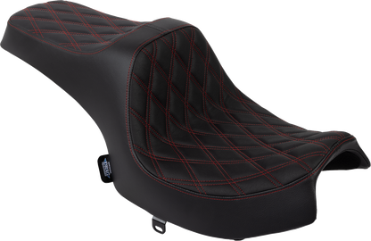 DRAG SPECIALTIES SEATS Predator III Seat - Vinyl - Double Diamond - Red Stitch - Challenger '20-'25 4718D