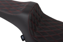 DRAG SPECIALTIES SEATS Predator III Seat - Vinyl - Double Diamond - Red Stitch - Challenger '20-'25 4718D