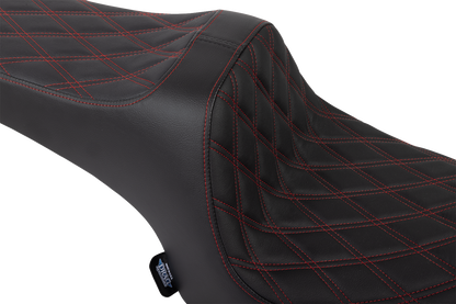 DRAG SPECIALTIES SEATS Predator III Seat - Vinyl - Double Diamond - Red Stitch - Challenger '20-'25 4718D