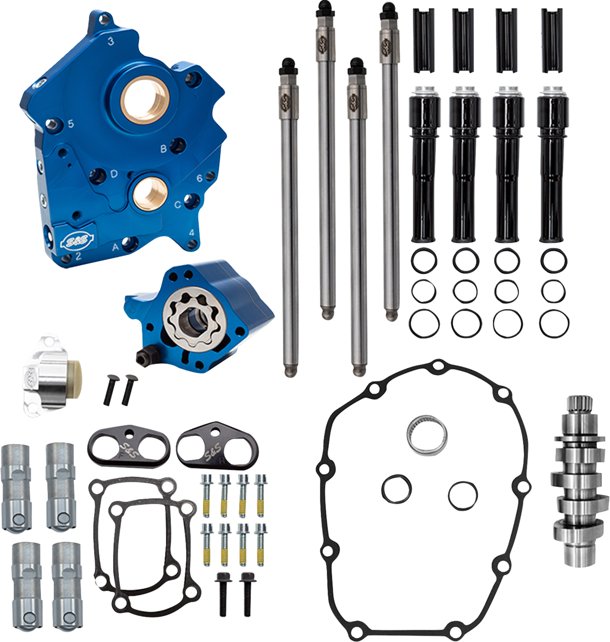 S&S CYCLE Cam Chest Kit - 496 Chain Drive Cam - Water Cooled - Black Pushtubes - M8 310-1385