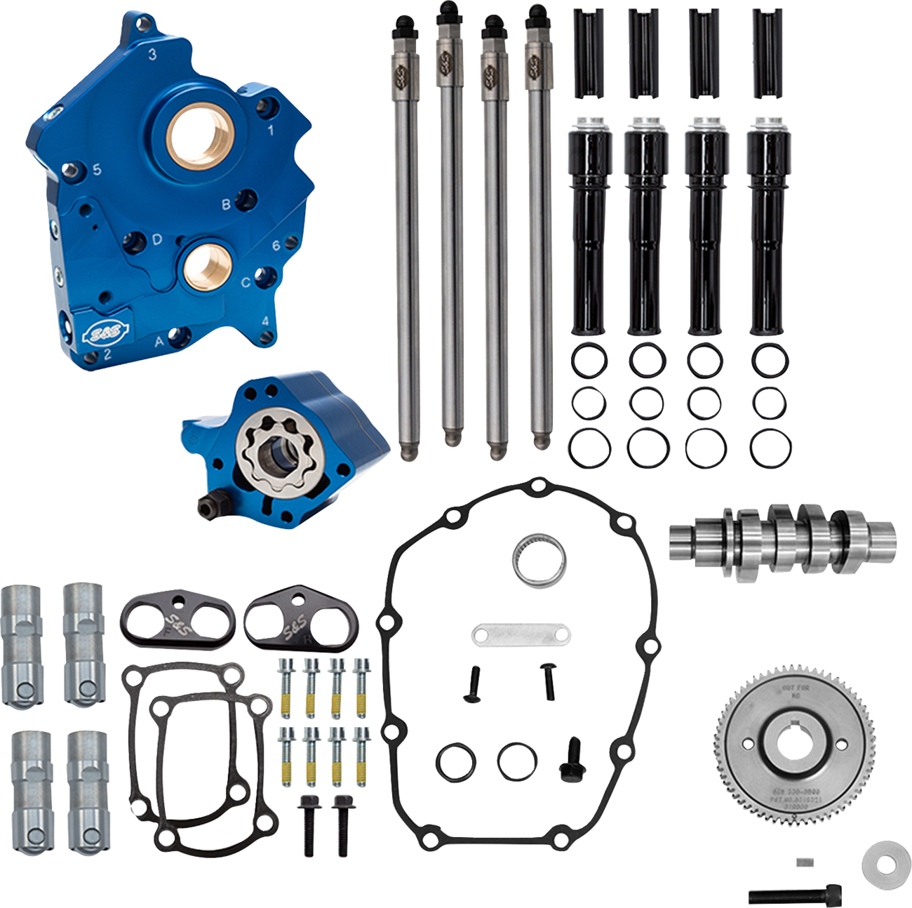 S&S CYCLE Cam Chest Kit - 496 Gear Drive Cam - Water Cooled - Black Pushtubes - M8 310-1387