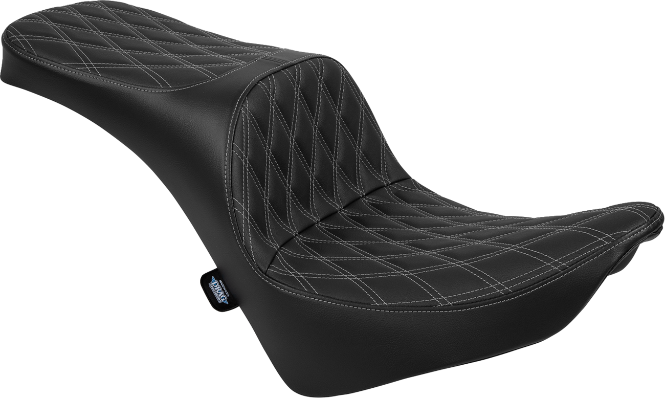 DRAG SPECIALTIES SEATS Freedom Seat - Vinyl - Double Diamond Silver Stitch - FL/FX '18-'25 4719C