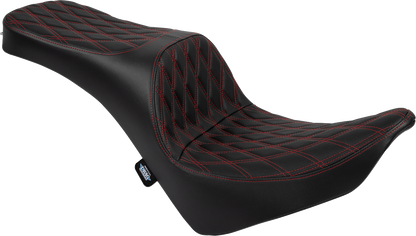 DRAG SPECIALTIES SEATS Freedom Seat - Vinyl - Double Diamond Red Stitch - FL/FX '18-'25 4719D