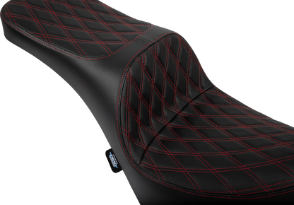 DRAG SPECIALTIES SEATS Freedom Seat - Vinyl - Double Diamond Red Stitch - FL/FX '18-'25 4719D