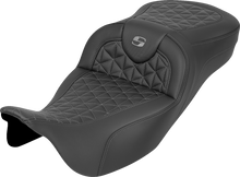 SADDLEMEN RoadSofa™ Tri Gripper Seat - Extended Reach - Gray Stitch - w/o Backrest - FLH/FLT '08-'25 808-07B-21102