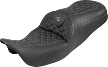 SADDLEMEN RoadSofa™ Tri Gripper Seat - Standard Reach - Gray Stitch - w/o Backrest - FLH/FLT '08-'25 808-07B-21002