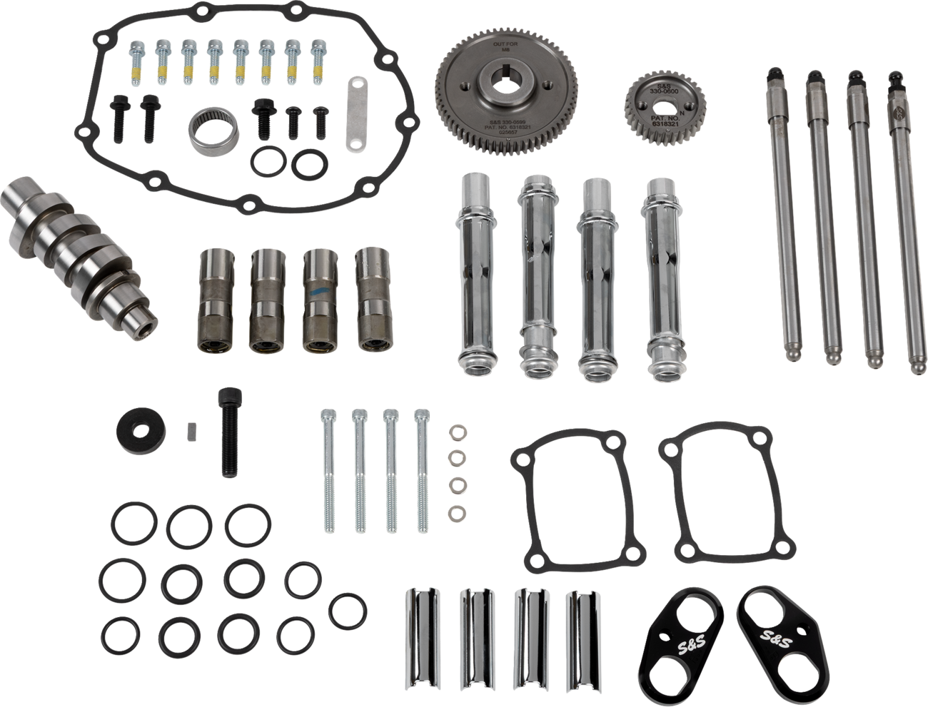 S&S CYCLE Camshaft Kit - 496 Gear Drive - Chrome Pushrod Tubes - M8 310-1413