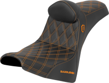 SADDLEMEN Pro Series SDC Performance Seat - w/ Backrest - Orange Stitch - Gripper - FXBB/FXST '18-'25 SC81830DB3