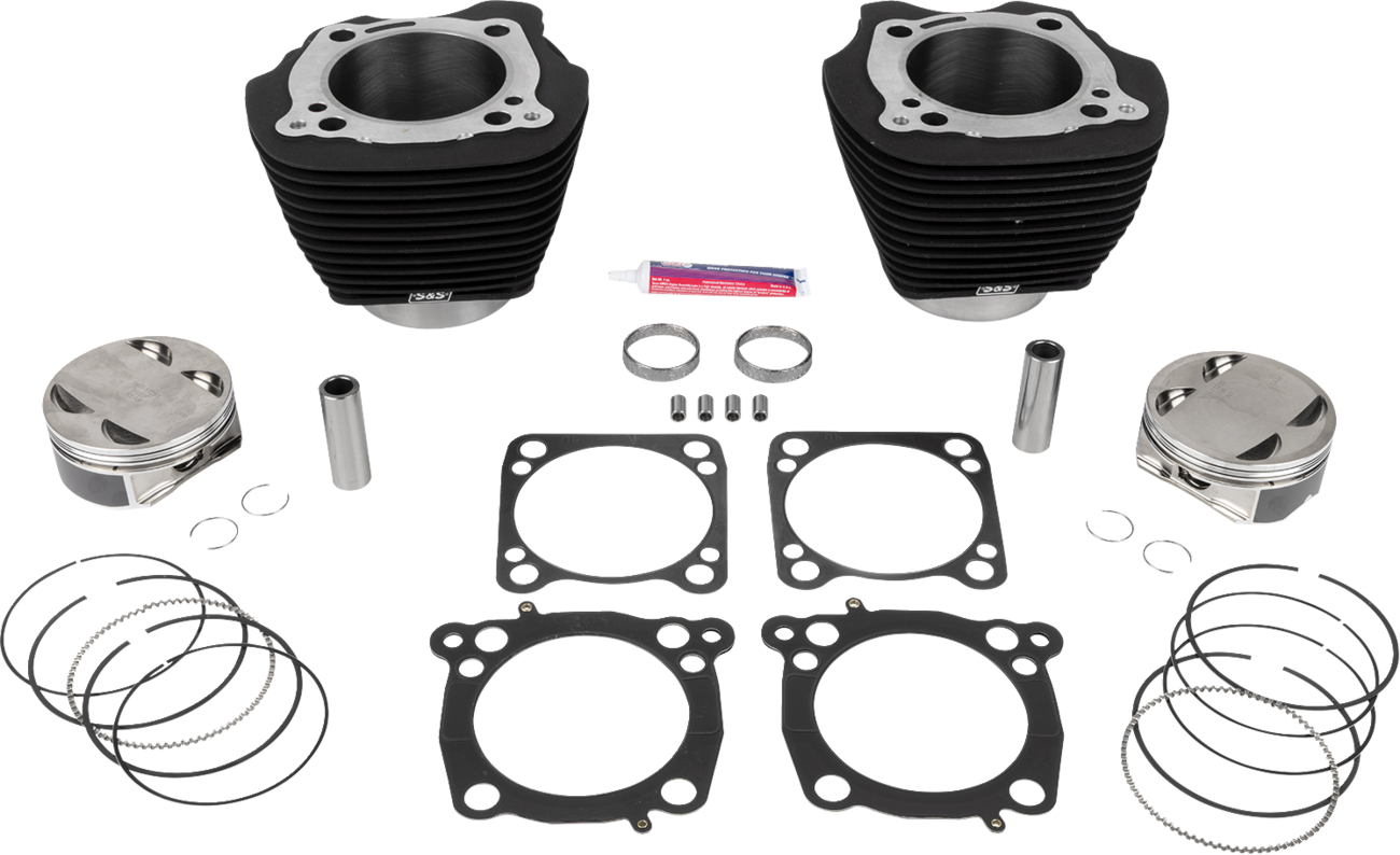 S&S CYCLE 136" Cylinder Kit - 4.625" Stroke - Wrinkle Black w/o Highlighted Fins - M8 910-0849A