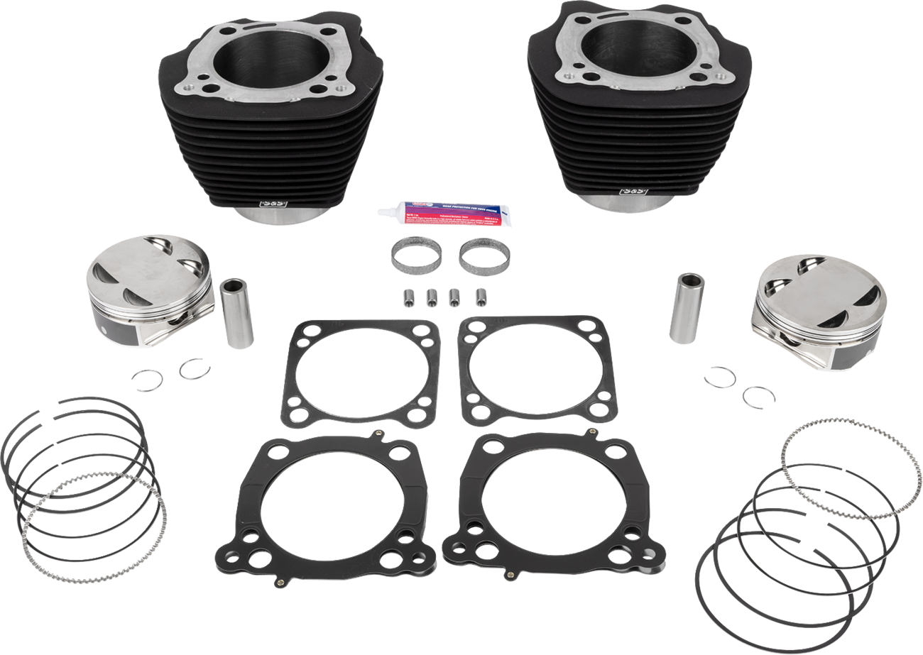 S&S CYCLE 132" Cylinder Kit - 4.500" Stroke - Wrinkle Black w/o Highlighted Fins - M8 910-0846A