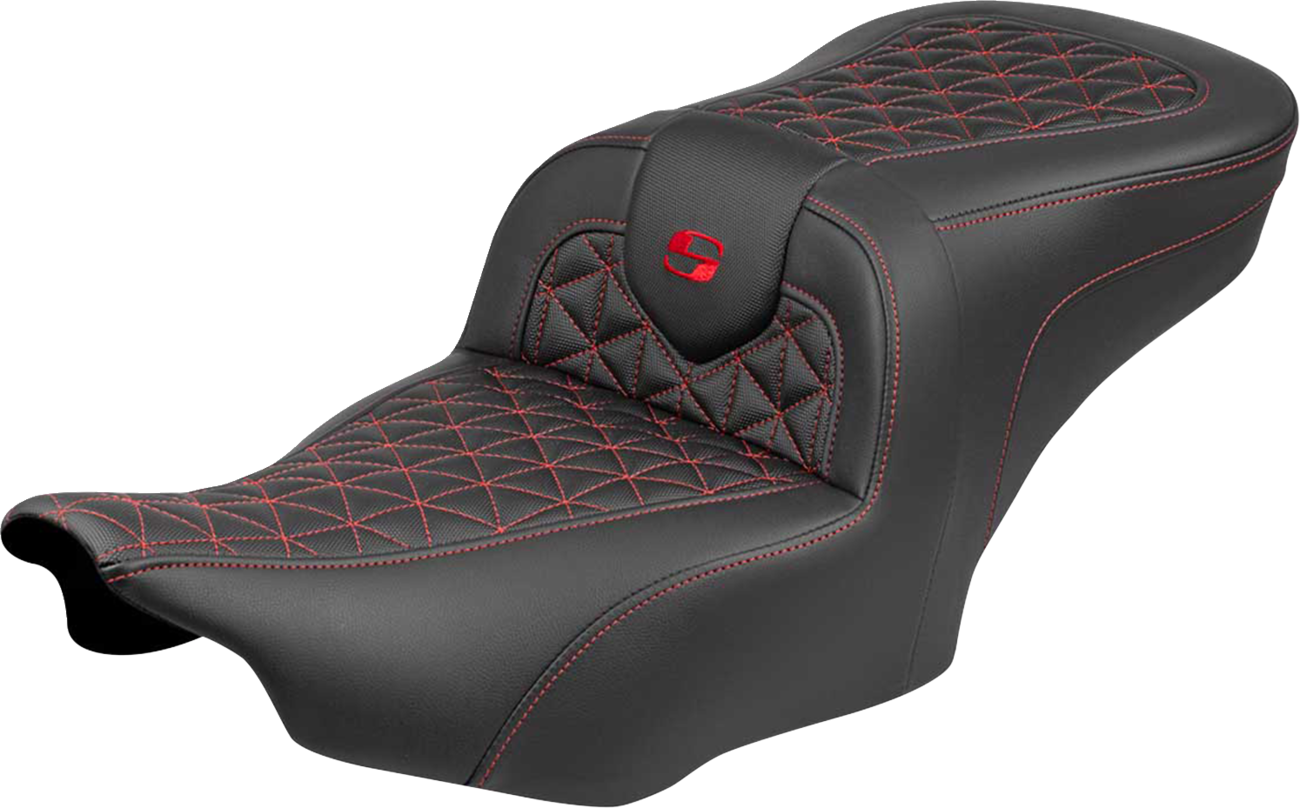 SADDLEMEN Roadsofa™ Seat - without Backrest - Red Stitch - FLH/FLT '23-'25 823-07-21004