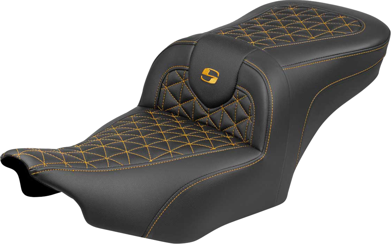 SADDLEMEN Roadsofa™ Seat - without Backrest - Gold Stitch - FLH/FLT '23-'25 823-07-21007