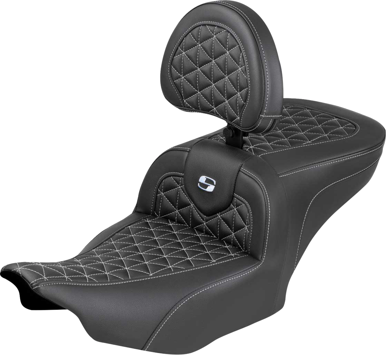 SADDLEMEN Roadsofa™ Seat - with Backrest - Silver Stitch - FLH/FLT '23-'25 823-07-210B5
