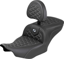 SADDLEMEN Roadsofa™ Seat - with Backrest - Silver Stitch - FLH/FLT '23-'25 823-07-210B5