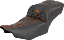 SADDLEMEN Roadsofa™ Extended Reach Seat - without Backrest - Orange Stitch - FLH/FLT '23-'25 823-07-21103