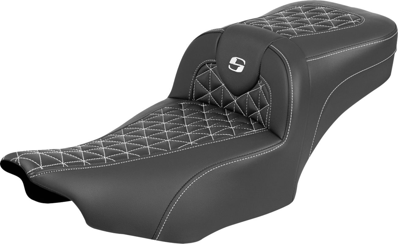 SADDLEMEN Roadsofa™ Extended Reach Seat - without Backrest - White Stitch - FLH/FLT '23-'25 823-07-21106