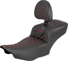 SADDLEMEN Roadsofa™ Extended Reach Seat - with Backrest - Red Stitch - FLH/FLT '23-'25 823-07-211B4