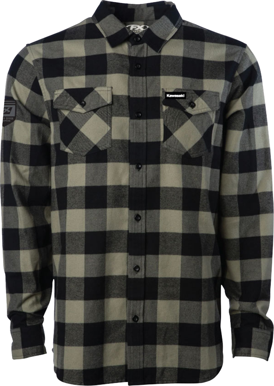 FACTORY EFFEX Kawasaki Explorer Flannel Shirt - Olive/Black - 2XL 29-85108