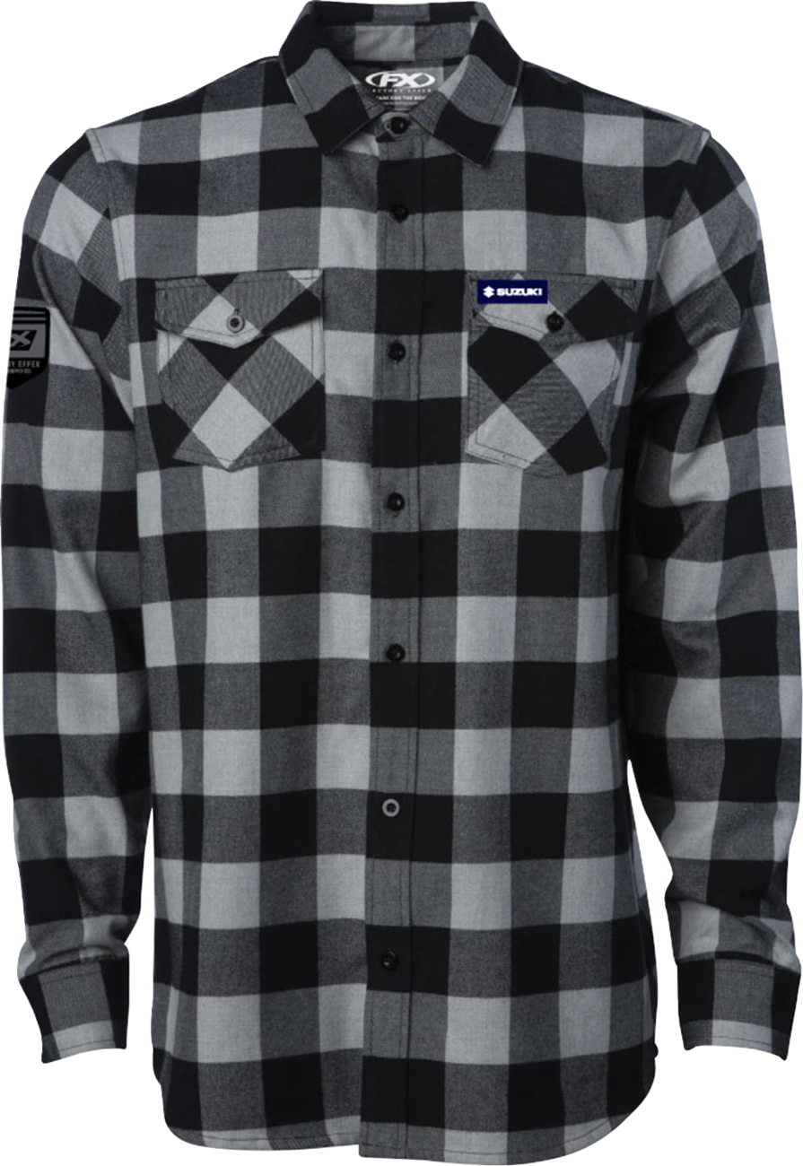 FACTORY EFFEX Suzuki Explorer Flannel Shirt - Gray/Black - XL 29-85406