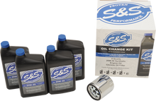 S&S CYCLE Oil Change Kit - Chrome Filter - '84-'99 Big Twin/'86-'22 Sportster - 4 US quarts 218940
