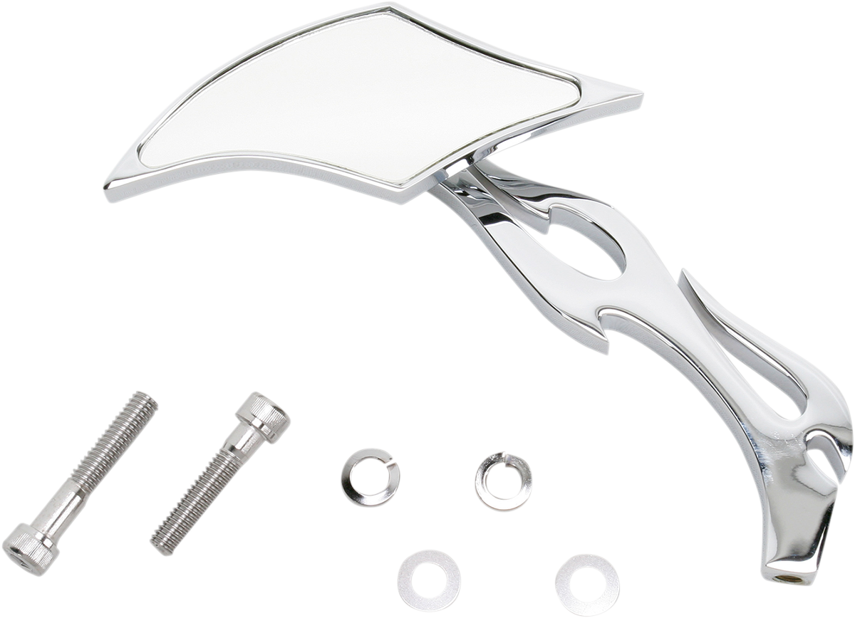 DRAG SPECIALTIES Mirror - Gothic/Flame - Side View - Diamond - Chrome - Left - Each 60-6250FL