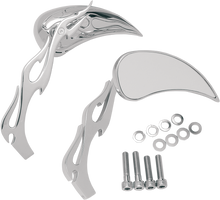 DRAG SPECIALTIES Mirrors - Flame - Side View - Teardrop - Chrome - Pair 76446
