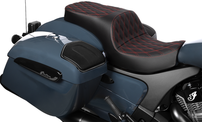 DRAG SPECIALTIES SEATS Freedom Seat - Vinyl - Double Diamond Red Stitch - Challenger '20-'25/Chieftain '25 4722D